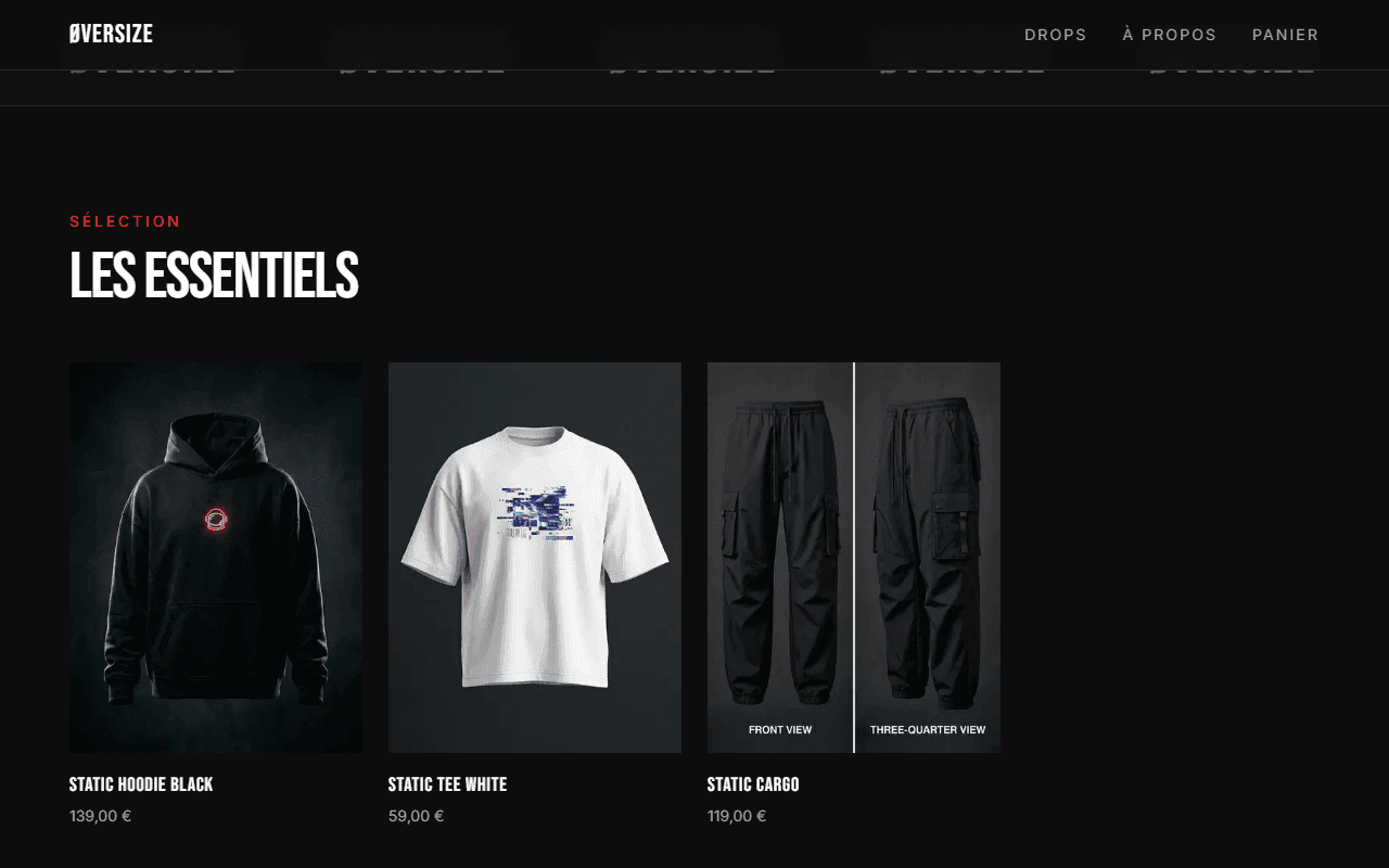 Aperçu du site ØVERSIZE